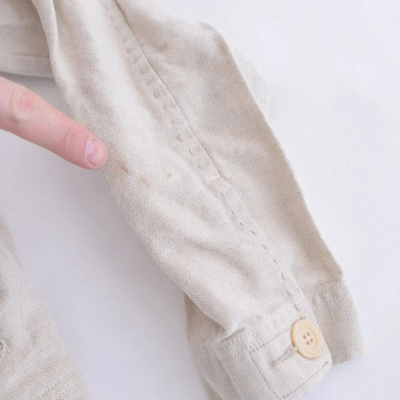Vintage Ann Taylor Beige  40% Linen 60% Cotton Button Up Ligheightt Jacket XS - Picture 2 of 10